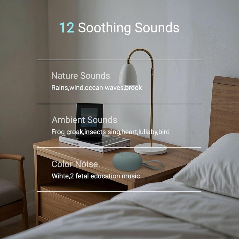 jaroco Portable Baby Sound Machine [White Noise for Babies Kids Adults][Sleep Soother][Timer Function][12 Soothing Sounds] 15 Hours Battery Life, Registry Gift,Shower,Clips on Baby Stroller.Slate - Image 2